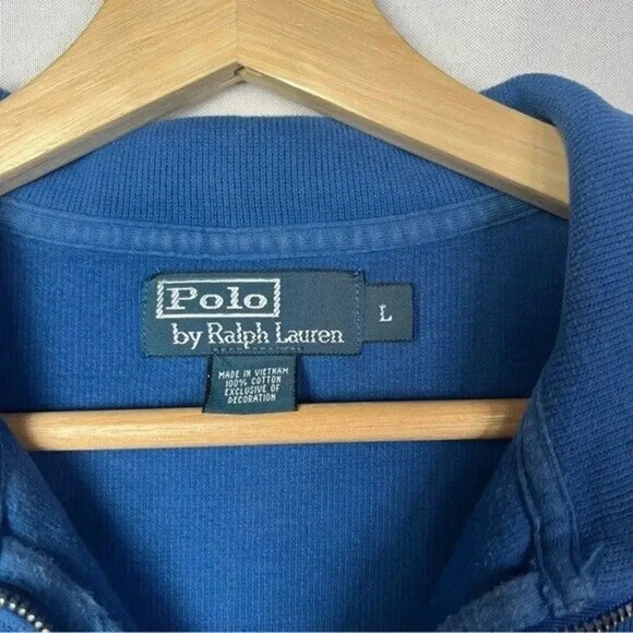 Polo Ralph Lauren Royal Blue Quarter Zip Pullover Sweater L - Picture 4 of 4